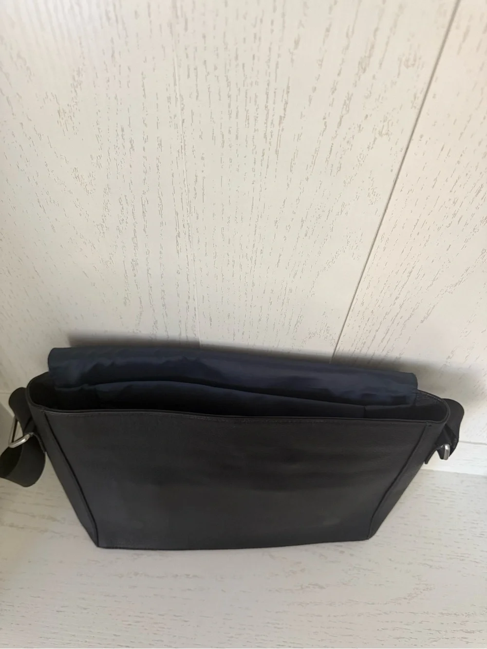Black Leather Messenger Bag by blackbook adjustable strap lined